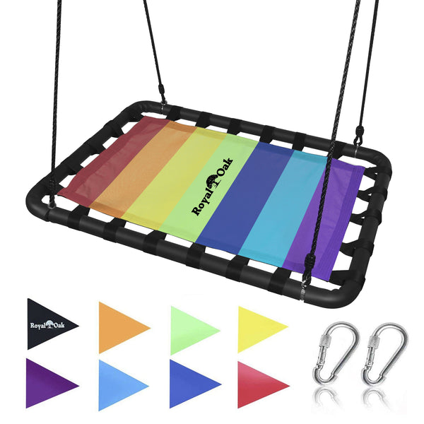 Giant Platform Tree Swing in Elite Rainbow with Bonus Carabiners and Flags